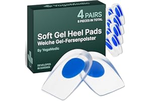 YogaMedic 4 Stück Fersenpolster - Silikon Schuheinlagen - Fersenkissen, Einlegesohlen Herren & Damen Größe