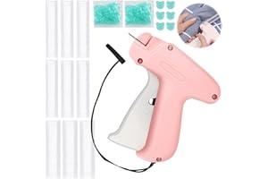 MOERDIFFER Quick Clothing Fixer, Quick Fixer for Clothes, Mini Quick Repair Garment Sewing Machine, Micro Tagging Stitch Tool for Clothes with 100 Replaceable Bear Buttons and 1100 Mini Micro Fasteners (Pink)