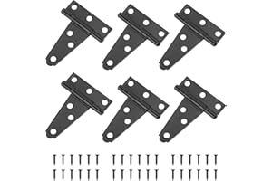 JESUSTREE 6 piezas Bisagras en T de Puertas Negra, 50cm, Bisagra con Correa en T a Prueba de Herrumbre, Bisagra para Granero de Puerta Resistente, con Tornillos, para Jardín, Ventanas, Vallas, Cobertizo