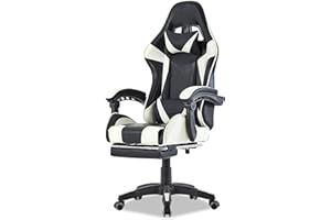 Walden Sedia da gaming, ergonomica, da ufficio, da gaming, schienale regolabile, sedia girevole da corsa, ufficio, computer, ergonomica, videogioco (bianco)