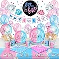 Gender Reveal Party Decorazioni, Palloncini Blu Rosa Baby Shower Decorazioni ,Piatto Tazza Tovaglioli Tovaglia Set con Girl O