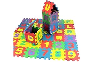 Changtai 36 Teilige Foam Puzzlematte Baby Kinder, 5x5cm Mini Spielmatte Baby Puzzlematte Buchstaben Zahlen Deko Pädagogische Spiele Spielzeug Schaumstoff