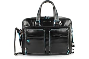 PIQUADRO – Borsa Porta PC 15,6" Espandibile in Pelle – Colore Nero – Unisex Business