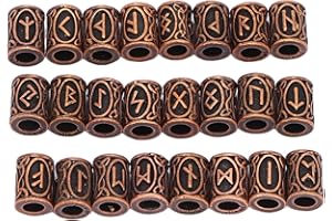 BRRNOO 24 Sztuk Antyczne Miedziane Koraliki do Włosów w Stylu Vintage Duży Otwór Metalowa Rurka do Oplatania Koraliki do DIY Biżuteria Ozdoba do Włosów Koraliki do Brody Metalowe Koraliki do Oplatania Rurki