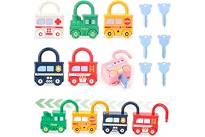 JOYREAL Zabawka z zamkiem i kluczem - Zabawki Montessori dla 2 3 4 5 lat Kłódka Samochodowe umiejętności motoryczne Zabawki Zajęta tablica Zajęcia dla małych dzieci Dopasowanie Gra liczenia Edukacyjne zabawki edukacyjne dla dzieci Chłopcy Dziewczęta
