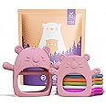 Infatot® Teething Toys for Baby Gifts – 2-Pack Koda Koala Teether Mitten Glove, Soothing Hand Teethers for Infants, Baby Toys 0-6 Months and Up, Newborn Essentials for Teething Relief, Plum
