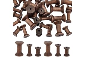 BENECREAT 30 Pezzo di 3 Dimensioni di Bobine Vuote in Legno Antico, Bobine di Filo Vuote Bobine di Nastro in Legno Bobine per Progetti di Tessitura di Fili in Legno Fai da Te, 10pcs / Size