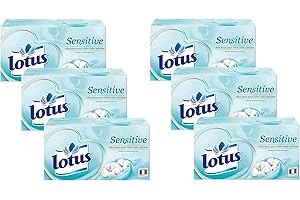GÉNÉRIQUE Lotus Sensitive 480 Mouchoirs blanc en boîte (Lot de 6 Boîtes x 80 Mouchoirs) 4 épaisseurs pour plus de confort - Offre Spéciale
