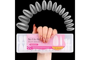 AISEELY 240 Pzs Uñas Postizas Cortas Transparentes Almendras Cortas, 15 Tamaños Tips Uñas, Gel Esmalte Uñas Resistente en Resina, Uñas de Gel Nail Tips Cobertura Total Kit de Uñas para Salón Casa