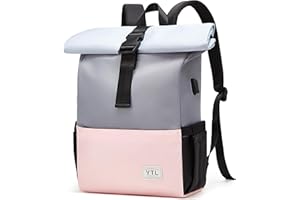 YTL Rolltop Wasserdicht Rucksack für Damen & Herren,mit Laptopfach für 17 Zoll,Groß Elegantrucksack Rucksäcke Daypack für Radfahren,Reisen,Tasche für Schule, Uni Gürteltasche