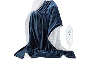 Olycism Koc grzewczy z automatycznym wyłączaniem, 180 x 130 cm, koc grzewczy, koc do przytulania, cyfrowy regulator, timer, do 9 funkcji timera, 10 ustawień ciepła, automatyczne wyłączanie, można prać