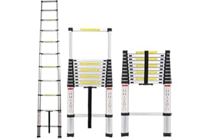 HUINI Échelle télescopique multifonction en aluminium de 3,2 m - Extensible - Antidérapante - Charge maximale : 150 kg