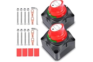 PUISENO Coupe-batterie 12 V, interrupteur principal de batterie 12 V/24 V/48 V 275 A, interrupteur de batterie 12 V, étanche, pour bateau, moto, yacht, voiture, RV, ATV UTV（2pcs）