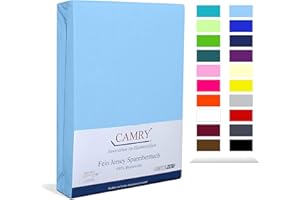 Camry Spannbettlaken 90x200cm - 100x200cm Hellblau Baumwolle Bettlaken Jersey Spannbetttuch Oeko-Tex 100