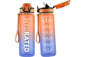 QLUR Water Bottle with Straw, 800ML Drinks Bottle with Time Markings-Tritan BPA Free-Sports Water Bottle Leakproof with Lock Cover, Motivational Water Bottles for School, Gym, Hiking, Yoga (1 Bottle)