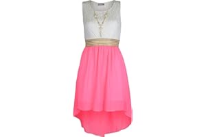 NOROZE Vestido de Gasa de Encaje + Collar para Niñas Chicas