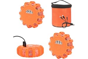 ‎YUANJOY Yuanjoy 3 Stück Wiederaufladbar Warnleuchten, LED Straßen Fackeln Sicherheit Blinkende, mit Magnetfuß und Haken, 9 Lichtmodi für die Sicherheit im Straßenverkehr, für Autos, LKWs, Boote