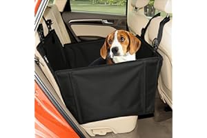 Wuglo Extra Stabiler Hunde Autositz mit Sicherheitsgurt – Wasserdichter und Robuster Autositz Hund für den Rücksitz mit 4 Befestigungsgurten, geeignet für mittelgroße Hunde bis 18 kg