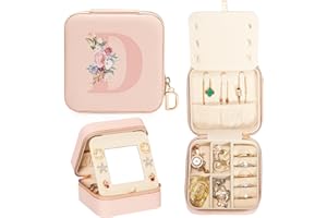 Enthralite Travel Jewellery Case A-Z Personalized Gifts - Travel Essentials for Women -Jewellery Box for Girls - Travel Jewellery Organiser - Gifts for Valentine’s Day - Pink,D