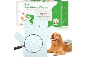 LotuFlor Dog Wipes Grooming Gloves Enhanced Cleaning Deodorizing Plant Oil Bath Wipes Waterless Cat Shampoo Pets Wipes for Paws, Butt, Face and Fur