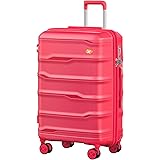 MGOB Valigia Bagaglio a Mano PP(Polipropilene) 40L Trolley Rigida Valigie da Cabina Spinner e TSA Lucchetto 55x36x20cm, Rosa