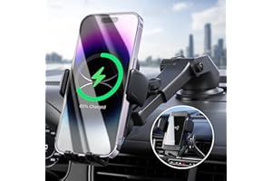 Alxum 15W Auto Handyhalterung mit Ladefunktion,Handyhalterung Auto Ladegerät, Fast Qi Wireless Car Charger für Lüftungsschlitze, Armaturenbrett und mehr