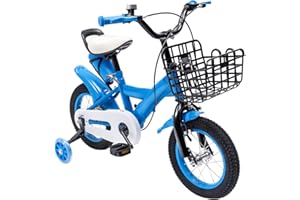 TESUGN 12 Zoll Kinderfahrrad, Unisex Kinder Spielrad Rad Bike, Lenkrad und Sattel Höhenverstellbar Kinderfahrrad für 3-6 Jahre Kinder Trainingsfahrräder