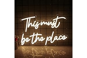 Wanxing This Must Be The Place Neon Sign, Warm White LED Neon Light for Wall Decor USB Power Letter Neon Light Sign for Bedroom Pub Home Bar Room Club Party Window Decor Present