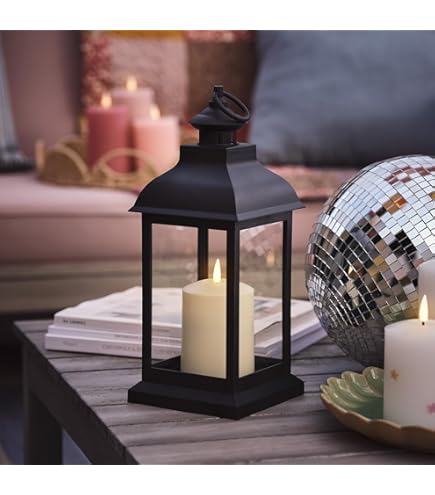 2 Lanternes LED Noires Effet Flamme Vacillante | Bougeoirs Et Bougies à LED