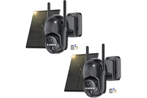 NUASI 4G LTE Caméra Surveillance Extérieure sans Fil【2 Pièces】, 2K Camera Solaire avec Carte SIM & Carte 32go, 360° PTZ, 30m Vision Nocturne Couleur, PIR Détection, Audio Bidirectionnel, Etanche IP66