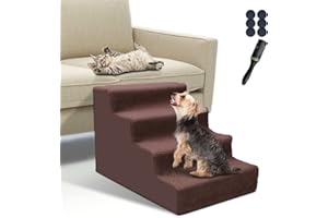 Zvonema Scaletta per Cani in Plastica 4 Gradini, Scale per Cani di Piccola Taglia, Rampa per Animali Domestici con Rimovibile Lavabile Copertura, Invia 1 Rullo per Lanugine (60 X 42 X 40 cm)