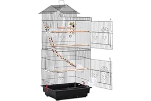 VA-Cerulean Bird Cage Budgie Cage Bird Aviary Metal Bird House Aviary Large 46 x 35.5 x 99 cm Bird Cage with Bird Toys for Finch Bird Parrots Animal Cage (Type A)