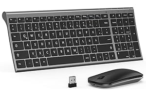 ‎SEENDA seenda WGJP-031B Tastatur Maus Set Kabellos, Wiederaufladbare Kleine Funktastatur mit Maus, Leise Tastatur mit Aluminiumgehäuse für PC/Laptop/Smart TV, QWERTZ Layout, Grau
