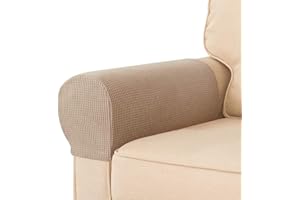 NEKOSUKI Arm Rest Covers Set, Set of 2 Stretch Armchair Covers for Arms, Spandex Polyester Sofa Arm Caps Non Slip Armrest Covers for Chairs Furniture Protector (Camel)