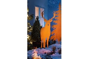 ‎DEKOLEIDENSCHAFT Dekoleidenschaft großer Gartenstecker Hirsch aus Metall in Rost-Optik, 112 cm hoch, Dekostecker, Garten-Deko für Draußen