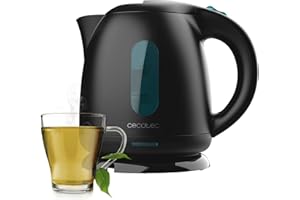 Cecotec Bollitore elettrico 1 Litri di capacità, Thermosense 140 Black. 2200 W, riscaldamento rapido, filtro anticalcare, senza BPA e altri tossici, base girevole a 360°, recipiente senza fili