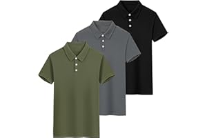 YUSHOW 3 Pack Mens Polo Shirts Short Sleeve Moisture Wicking Golf Polo Shirts for Men Adult Waffle Breathable Mens Casual Tee Top Running Sports Gym Work Quick-Dry Polo T Shirts
