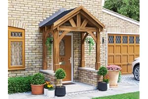 DUNSTER HOUSE Wooden Porch Canopy Exterior Door Shelter Kit Entrance 2m x 1.5m Thunderdam (4 Post Half Height)