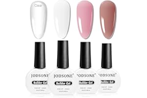 JODSONE Lot de 4 gels de construction pour ongles, 10 ml, durcisseur d'ongles et renforceur d'extension, dur à durcir à l'aide d'une lampe à ongles, blanc transparent, rose, marron