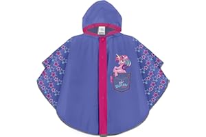 PERLETTI Impermeable Niña para Lluvia con Unicornio Nubes y Corazoncitos - Chubasquero Infantiles 3 4 5 6 Años - Poncho Niñas con Capucha Botones a Presión Detalles Reflectantes