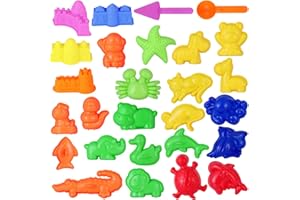 TOYANDONA Strumenti per Stamp di Sabbia Mini Giocattoli per Sandbox da 27 Pezzi Set di attività per Stamp con Castello Frutta Oceano E Animali Compatibile con Qualsiasi Sabbia da