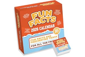 WORLD OF WALLCHARTS 2026 Daily Fun Facts Desk Calendar – Peel-Off Trivia Each Day for Children & Adults – Secret Santa Gift, Stocking Filler Idea & Fun Gift for the Family – Includes UK Dates, Events, & Gift Box