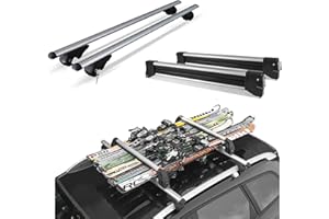 AU CO Barre portatutto in alluminio + Portasci scorrevole 6 paia di sci o 4 snowboard per JEEP RENEGADE dal 2014 in poi con railing aperti
