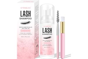 NEWVENPER Shampooing pour cils avec brosse de nettoyage, nettoyant pour extensions de cils, mousse pour enlever les résidus de maquillage, shampooing pour cils 60 ml