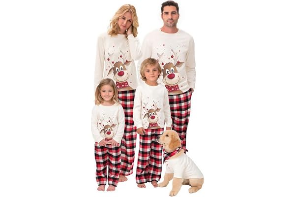 SAMGU Ensemble Pyjama Noël Famille Manche Longue Vêtement Père-Mère Garçon Fille du Nouveau-né Bébé-Nouvel an Pyjamas Automne Hiver Costume Set