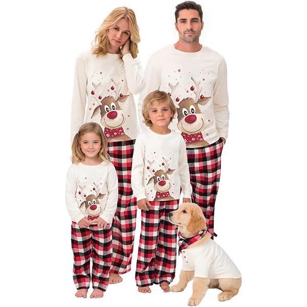 Pigiami Natalizi Coordinati Per Famiglia – Set 2 Pezzi Donna/uomo/bambino, Stampa Natalizia Rossa E Nera