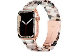 Vamyzji Compatible with Apple Watch Straps Series 9 41mm 40mm 38mm, Lightweight Waterproof Easy Adjustable Resin Strap for Apple Watch Series 9 Series 8 7 6 5 4 3 2 1 SE (Tortoise Flower Rose Gold)