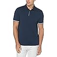 Perry Ellis Men's Icon Polo Shirt with Solid, Breathable, Moisture-Wicking Fabric (Sizes Small-5xl), Solid Ink Blue, Medium