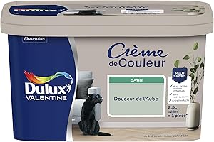 Dulux Valentine Crème de Couleur - Peinture multi-supports intérieure - Satin Douceur de l'Aube 2,5 L
