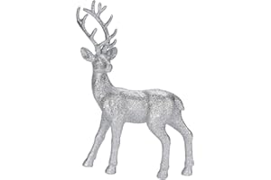 Posiwio Trendiger dekorativer Glitzer - Hirsch Weihnachtshirsch in Silber oder rosa (Silber Glitzer, groß)
